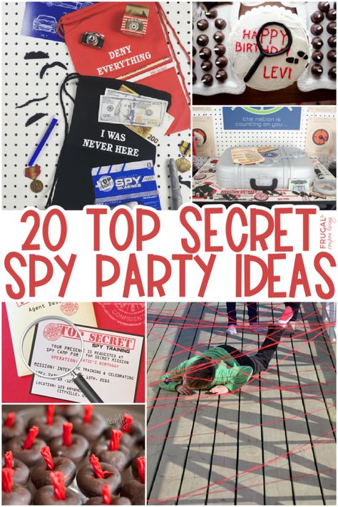 Throwing a spy-themed birthday party is easy with these 20 cool ideas. From code names to hidden clues, spy party free downloads & more, there is nothing top secret about these these spy party ideas. If you are looking for girl or boy birthday party ideas, throw a top secret agent party adventure. Optical courses, spy party invitations, spy costumes, spy party cake and party food ideas - become your very own James Bond! #FrugalCouponLiving Spy Party Favors, Spy Birthday Cake, Spy Costumes, Mystery Party Food, Spy Kids Party, Spy Cake, Geheimagenten Party, Spy Birthday Party, Spy Gadgets Diy