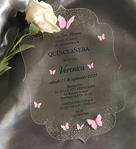 Cute Quinceanera Invitations, Sweet 15 Invitations Quinceanera, Butterfly Themed Birthday Party Sweet 16, Sweet 16 Butterfly Invitations, Pink Butterfly Quince Invitations, Quinceanera Invitations Acrylic, Invitation 15 Birthday, Invitations 15 Quinceanera, Quinceanera Acrylic Invitations
