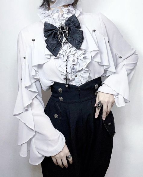 ouji fashion Gothic Korean Fashion, Elegant Core Outfits, Grim Reaper Aesthetic Outfits, Male Tea Party Outfit, Plague Doctor Outfits, Ftm Prom Outfits, Starry Outfit Aesthetic, Mage Aesthetic Outfits, Ethereal Outfit Men