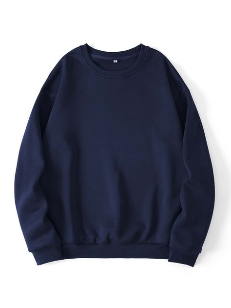 Pull Bleu, Mode Grunge, Navy Blue Sweatshirt, Women Sweatshirts, Casual Sportswear, Blue Sweatshirt, Round Neck Tops, Dream Clothes, Mode Outfits