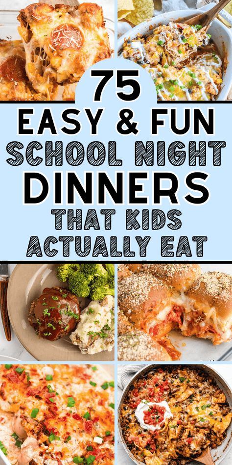 Easy back to school dinner ideas for kids! These fun back to school dinner ideas are perfect for busy moms cooking for picky eaters on hectic weeknights. Easy lazy dinner ideas, fast dinners easy quick weeknight, back to school dinner ideas night, back to school dinner ideas healthy, school week dinner ideas, easy school night dinners quick meals, easy school night dinners families, dinner ideas for the week menu planning, monday dinner ideas families, busy mom dinner ideas crock pot make ... School Night Dinner Ideas, School Night Dinners, School Dinner Ideas, Back To School Dinner Ideas, Lazy Dinner Ideas, School Night Dinner, Dinner Ideas For Kids, Back To School Dinner, Lazy Dinner