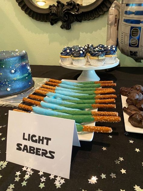 Starwars Themed 1st Birthday, Boys Star Wars Birthday Party, 21st Birthday Star Wars, May 4th Party, Grogu 2nd Birthday, Droid Birthday Party, Star Wars Fifth Birthday, Star Wars Party For Kids, Starwars Themed Birthday Party