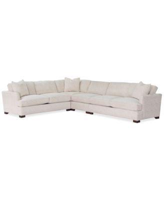 Juliam 4-Pc. Fabric "L" Shape Sectional Sofa, Created For Macy's  | macys.com Cream L Shaped Sofa, Cream Sectional Sofa, L Shape Sectional, Sofa Sectionals, Double Chaise Sofa, Large Sectional, Fabric Sectional Sofas, Fabric Accent Chair, Apartment Sofa