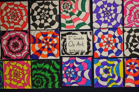 Art Rocks!: 5th grade Op Art Projects, Line Art Lesson, Line Art Projects, Op Art Lessons, Art Docent, April Art, 5th Grade Art, Art Optical, Math Instruction