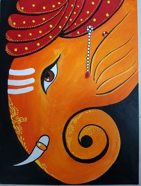 #canvas #art #painting #ganesha #ganesh #lordganesha #ganpati #acrylicganesha #canvasganesha #paintingganesha #ganeshapainting Painting Ideas Of Ganesha, Ganeshji Painting On Canvas, Easy Ganesh Painting On Canvas, Ganpati Bappa Glass Painting, Bappa Painting Art, Ganesh On Canvas, Ganpati Bappa Drawing Canvas, Ganesh Drawing Painting, Canvas Ganpati Painting