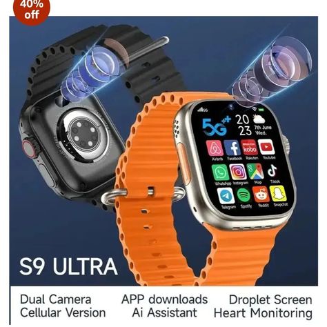 Visit the cubonic Store cubonic Ultra S9 Dual Camera 4G Sim Water Droplet Screen Video Call Instagram Android Smart Watch (Gold, Ultra S9) https://amzn.to/4dlEgIZ #smartwatch Android Smart Watch, Heart Monitor, Smart Watch Android, Screen Video, Video Call, Water Droplets, Download App, Smartwatch, Gold Watch
