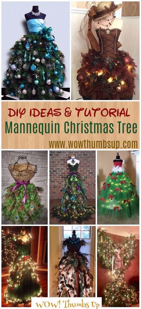 DIY Mannequin Christmas Tree Tutorial & More Inspirational Ideas Christmas Manaquin Tree, Natal, Xmas Mannequin Tree, Lady Christmas Tree Dress Form, Christmas Mannequin Display, How To Make A Christmas Tree Dress, Wire Mannequin Christmas Tree, Diy Dress Form Christmas Tree, Christmas Dress Mannequin