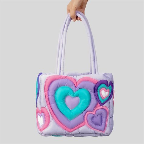 FREE SHIPPING Puffy, purple, heart purse, 3-D functional art, cute, heart pattern, bag, tote with heart pattern, heart shaped puffy purse, tote bag, gift for teen gift for mom, gift for her purple purse, pink and purple purse, tote bag, bubble purse retro heart pattern gift for her fashion forward fashion week futuristic oversized, unique purse, unique tote bag trendy bag 2023 hip hop fashion influencer fashion trends purple obsessed festival ready Lady Dior Handbag, Expensive Bag, Luxury Bags Collection, Girly Bags, Travel Bags For Women, Cute Handbags, Fancy Bags, Luxury Purses, Pretty Bags