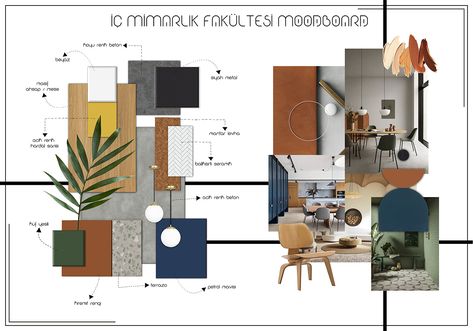 Interior Design Mood Boards Presentation, Moodboard For Office Interior Design, Moodboard Interior Design Office, Mood Board Material Interior Design, Digital Sample Board Interior Design, Moodboard For Office Interior, Concept Of Interior Design, Material Mood Board Architecture, Mood Board For Office Interiors