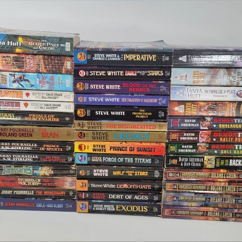 Epic 40 Book LOT Science Fiction Collection, Library of SCI-FI Action, Adventure Science Fiction Books, Steve White, Sci Fi Novels, Book Spine, Sci Fi Books, Bookish Gifts, Science Books, Used Books, Action Adventure