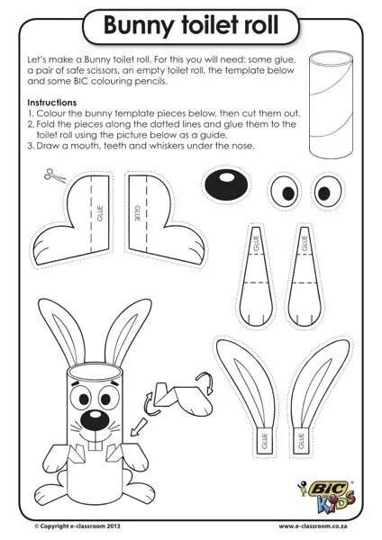 Bunny Toilet Paper Roll Decoration Easter Worksheets, Bunny Templates, Diy Ostern, Easter Bunny Crafts, Toilet Paper Roll Crafts, Paper Roll Crafts, Easter Craft, Easter Art, Bunny Crafts