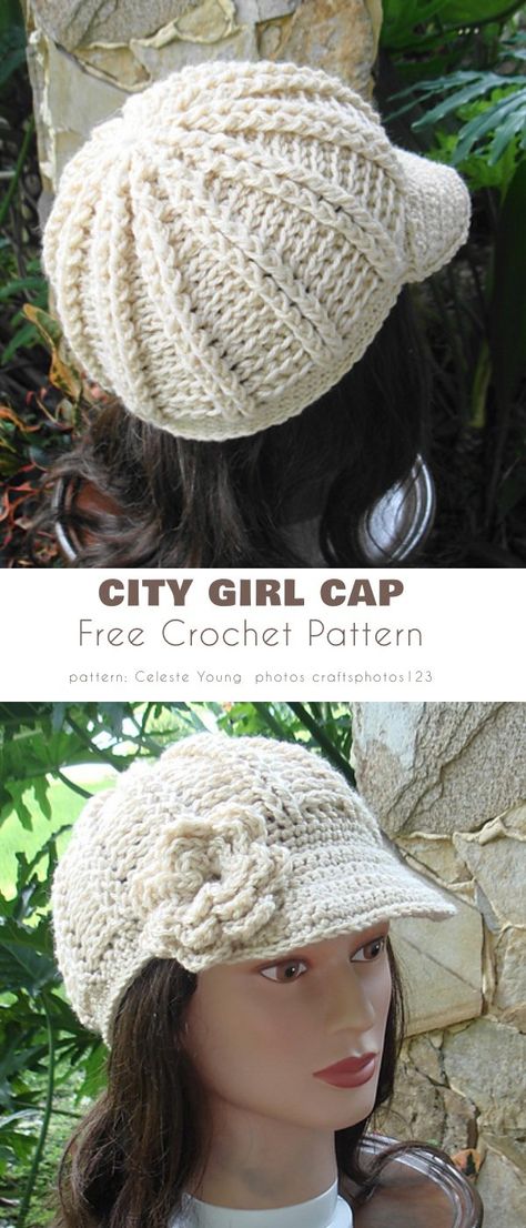 Amigurumi Patterns, Woman Crochet Hat, Free Crochet Hat With Brim Patterns For Women, Crochet Hat With Brim Pattern, Crochet Women Hat, Diy Newsboy Hat Pattern Free, Free Beanie Hat Pattern, Crochet Basket Weave Hat, Crochet Ladies Hats