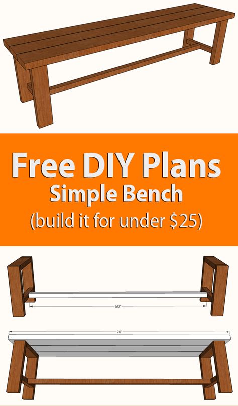 Diy Simple Bench, Outdoor Bench Plans, Wood Bench Plans, Simple Bench, Diy Bank, Farmhouse Bench Diy, Diy Wood Bench, Simple Benches, Diy Bench Outdoor