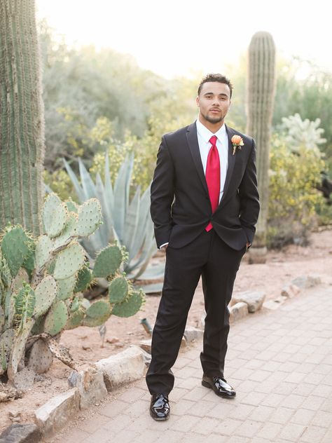 Black tux with a red tie Black Suit White Shirt Red Tie, Red Tie Black Suit, Black Tux With Red Tie, Black Tux Red Tie, Black Suit With Red Tie, Black And Red Tux, Prom Tuxedo Ideas, Big Man Suits, Black Suit Red Tie