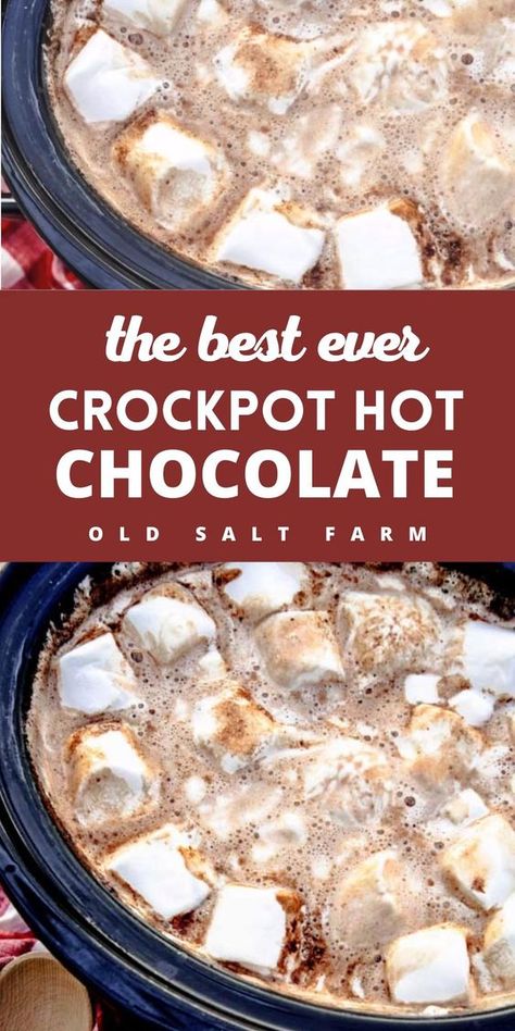 Crockpot Hot Cocoa Bar, Kid Friendly Hot Chocolate Bar, Hot Chocolate Bar Ideas Diy, Best Crock Pot Hot Chocolate Recipe, Crockpot Hot Chocolate Bar, Hot Chocolate Bar For Party, Crockpot Drink Recipes, Crockpot Hot Chocolate Recipes, Best Crockpot Hot Chocolate Recipe