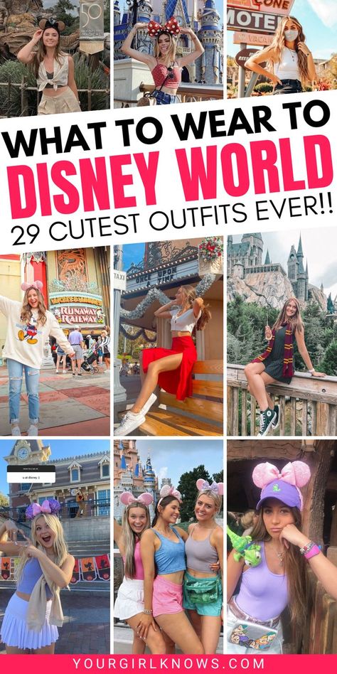 Planning a vacation to the happiest place on Earth? Make sure you're dressed for success by checking out this guide to what to wear in Disney World. From comfortable clothes that will keep you cool in the Florida heat, to outfits perfect for enjoying the parks, we've got you covered! Orlando Trip Outfits, Walt Disney Outfits Ideas, What To Wear To Sea World Outfit, Clothes For Disney World, Outfits For Orlando Florida, Magic Kingdom Outfit Summer, Disney Princess Outfits Women Casual, Disney World Summer Outfits Women, Best Disney Outfits For Women