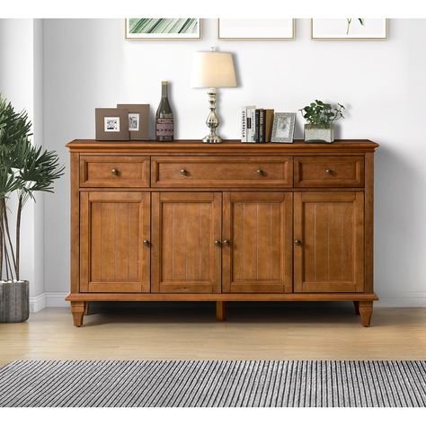 Sideboard In Living Room Ideas, Sideboard Styling Kitchen, Antique Cabinet Decor, Antique Interior Design Vintage Modern, Corridor Table, How To Decorate A Sideboard, Buffet Redo, Wine Nook, Farmhouse Cabinet
