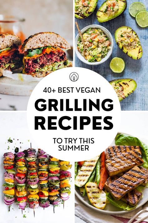 Here are our favorite vegan sides, appetizers, hearty mains and delicious desserts for your next BBQ or grilling event! We collected the top 40+ easy, healthy and delicious recipes like burgers, summer salads, cake, fruity treats and more vegetarian plant-based goodness for 4th of July and beyond. Try these cookout ideas for yourself, your family or a crowd this summer and surprise everyone with some meatless mains and kid-friendly scrumptious vegan grilling recipes! Vegan Barbecue, Vegetarian Grilling, Vegan Cookout, Vegan Grilling Recipes, Vegetarian Grilling Recipes, Bbq Grilling Recipes, 4th July Food, Vegan Bbq Recipes, Grill Dessert