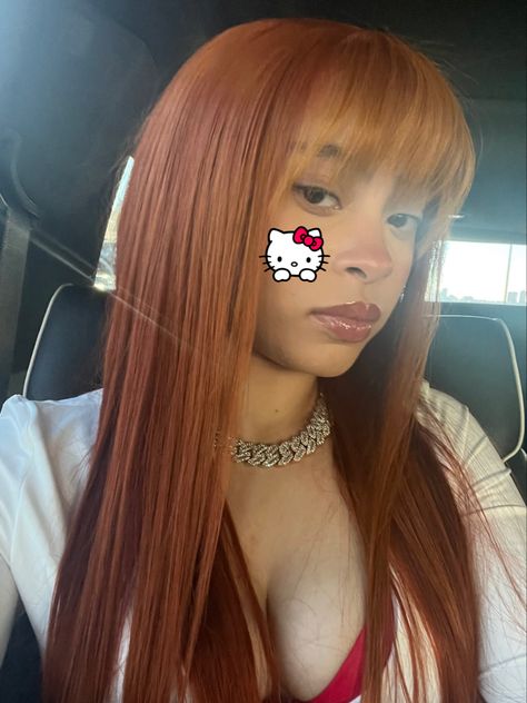 Ginger Wig With Bangs, No Lace Wigs, Hello Kitty Sticker, Ginger Wig, 2013 Swag Era, Full Bangs, Ice Spice, Pretty Celebrities, Ice And Spice