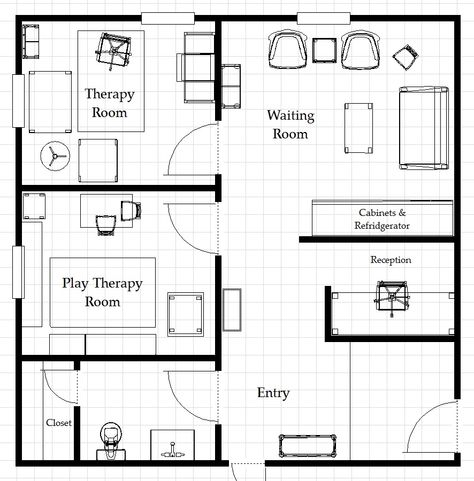 floor plan Psychology Office Design, Psychologist Office Design, Counselling Room Design, Counseling Office Design, Psychotherapist Office, Therapist Office Design, Play Therapy Office, Psychology Clinic, Counselling Room