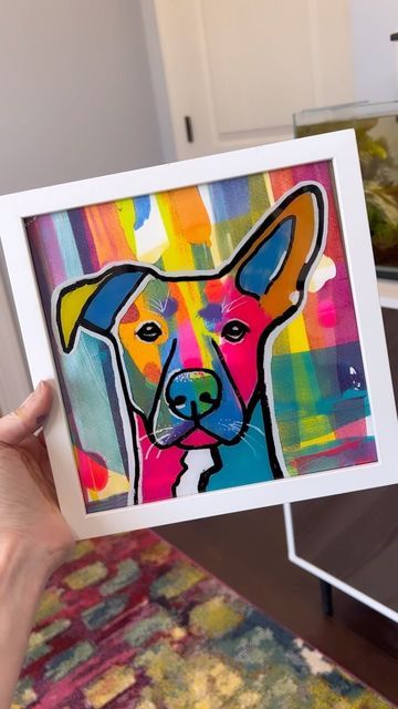 Andrea Nelson on Instagram: "I havent been this excited to show you am art project in a while! This is such a fun way to paint your own pet portrait! #petportraitdiy #petportrait #paintyourpet #arttutorial #paintingtutorial #petlover #doglover #dogmom #popartvibes" Diy Pet Portrait, Dog Art Projects, Dog Painting Pop Art, Dog Art Diy, Andrea Nelson Art, Colorful Dog Paintings, Pop Art Pet Portraits, Pet Portrait Art, Colorful Animal Paintings