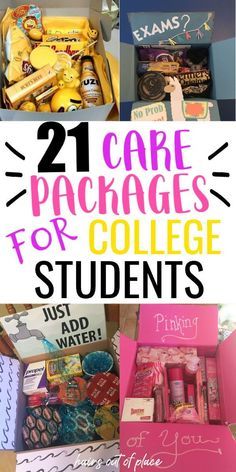 College Gift Boxes, Care Packages For College Students, College Gift Baskets, College Student Care Package, Diy Care Package, College Mom, Care Package Ideas, Birthday Care Packages, College Survival