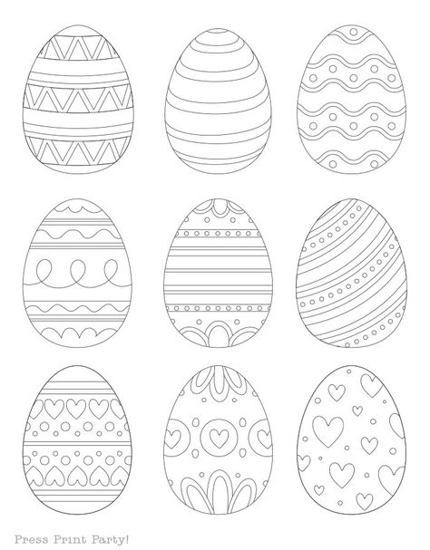 Free Easter Egg Coloring Pages for kids. Get 24 free Easter egg printable template coloring sheets. Easter egg outline printable. Instant download pdf. The Easter egg templates range in design from more traditional to flowery and whimsical. But they’re all fun and beautiful. I’m sure you’ll find an Easter egg printable colouring page that your kids will love. Press Print Party! Molde, Mandalas, Easter Egg Pattern Design, Free Easter Egg Printables, Easter Egg Pattern Printable, Easter Egg Coloring Pages Free Printable, Easter Egg Templates Free Printables, Easter Egg Drawing, Printable Easter Eggs