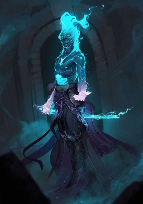 Fantasy Art/Character Art Dump - Imgur Blue Fire Genasi Male, Blue Fire Genasi, Blue Fire Anime, Blue Fire Magic, Fire Elemental Male, Fire Genasi Male, Fire Genasi, Blue Ghost, Fantasy Warrior