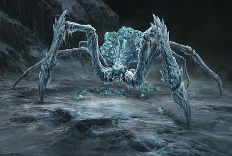 Spider Creature, Ice Spider, Ice Monster, Snow Monster, Beast Creature, Spider Art, Creature Artwork, Alien Concept Art, Alien Creatures