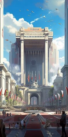 Hi Friends Some Surprise able Thing is waiting for you. Sci Fi Rome, Roman Futuristic, Fantasy City Square, Sci Fi City Art, City Square Design, City Design Concept, Futuristic Roman, Huge Building, Sci Fi Landscape