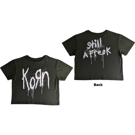 Korn Still A Freak Ladies Crop Top Korn Concert Outfit, Rocker Tank Tops, Ladies Crop Top, Rocker Tank, 80s Tv, Green Crop Top, Screen Printing Designs, Sweatshirt Shirt, Tour Shirt