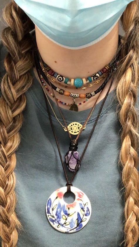 Fimo, Layered Hippie Necklaces, Hippie Accessories Jewellery, Hippie Necklace Layering, Diy Hippie Jewelry, Hippie Jewelry Diy, Hippie Jewelry Necklace, 70s Necklace, Hippy Jewelry