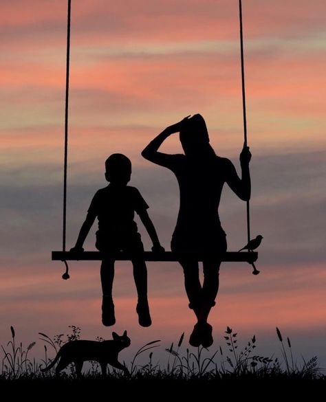 Mother And Child Drawing, Mother Son Photos, Mother Son Photography, Mother's Day Projects, Idee Cricut, Fotografi Kota, Silhouette Photography, Silhouette Painting, Mother Art