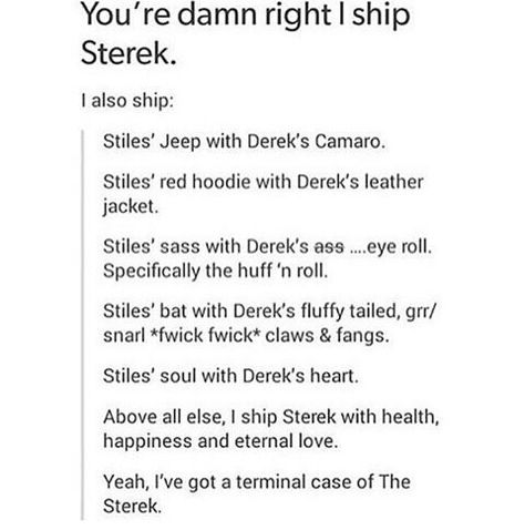 #Sterek #ship #fan Sterek Headcanons, Sterek Incorrect Quotes, Sterek Fanfiction, Wolf Ships, Teen Wolf Scenes, Sterek Fanart, Teen Wolf Ships, Teen Wolf Memes, Teen Wolf Funny