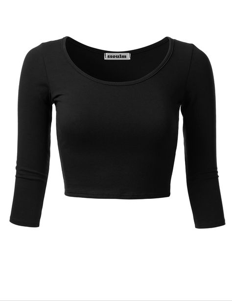 Outfit Pieces, Slim Fit Crop Top, Bleach Color, Scoop Neck Top, Fall 2023, Quarter Sleeve, Three Quarter Sleeves, Christmas List, Three Quarter