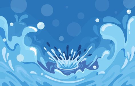 Water Splash Template Concept Water Splash Illustration, Splash Illustration, Splash Effect, Wave Illustration, Water Drawing, Water Splash, Water Waves, 3d Illustration, Concept Design