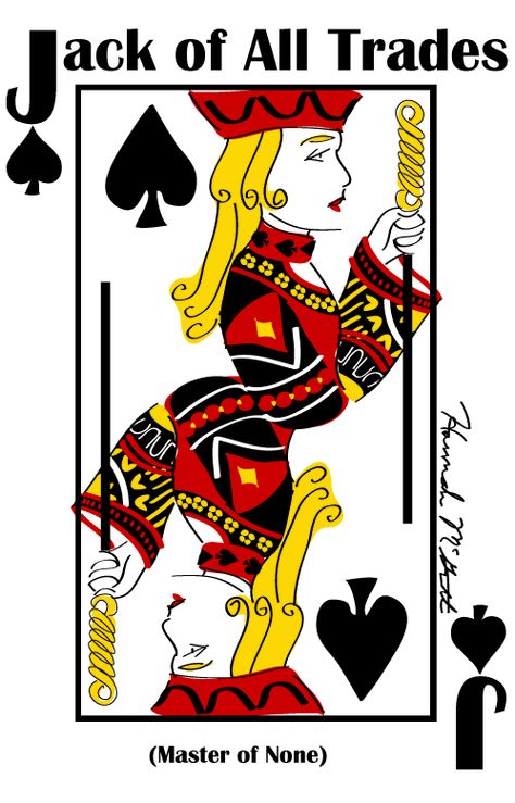 Jack of All Trades Jack Of All Trades Drawing, Logos, Jack Of Trades Tattoo, Jack Of All Trades Tattoo Design, Jack Of All Trades Tattoo Ideas, Jack Tattoo Playing Card, Jack Card Design, Jack Of All Trades Aesthetic, Jack Card Tattoo