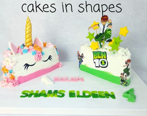 Birthday Cake For Brother And Sister, Brother And Sister Birthday Cake, Brother Sister Birthday Cake, Half Cake Designs, Sibling Birthday Cake, Half And Half Cake Designs, Half Cake Design, Birthday Cake For Brother, Sister Birthday Cake