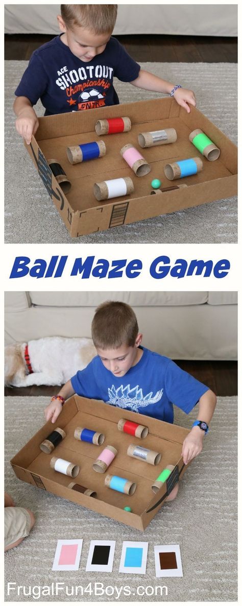 Make a Ball Maze Hand-Eye Coordination Game - Great boredom buster for kids! Mainan Diy, Coordination Activities, Boredom Busters For Kids, Maze Game, Boredom Busters, Indoor Playground, Diy Games, Paper Rolls, Diy Toys