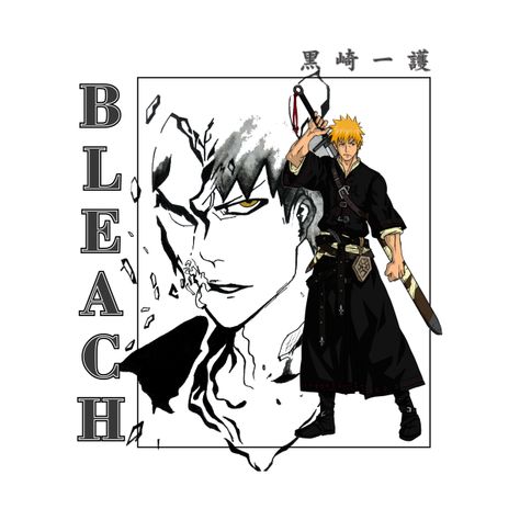 Ichigo Kurosaki Bleach Anime Style - Bleach Anime Japanese Kanji Samurai - T-Shirt | TeePublic Bleach Anime Design, Bleach T Shirt Designs, Bleach Anime Poster, Bleach Designs On Shirts, Bleach Wallpapers, Bleach Logo, Nerd Room, School Shirt Designs, Bleach Anime Ichigo