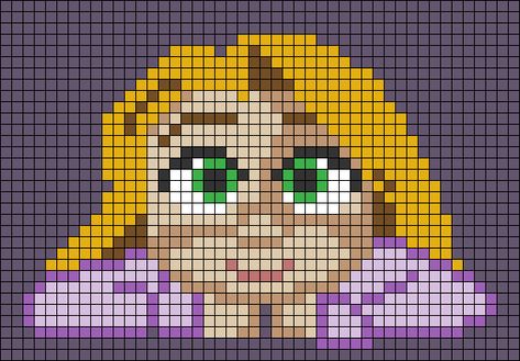 Alpha pattern #75017 | BraceletBook Disney Cross Stitch Patterns Princesses, Tangled Pixel Art, Pixel Art Cartoon, Disney Princess Tangled, Princess Tangled, Cross Stitch Silhouette, Cross Stitch Pattern Maker, Easy Pixel Art, Pixel Art Templates