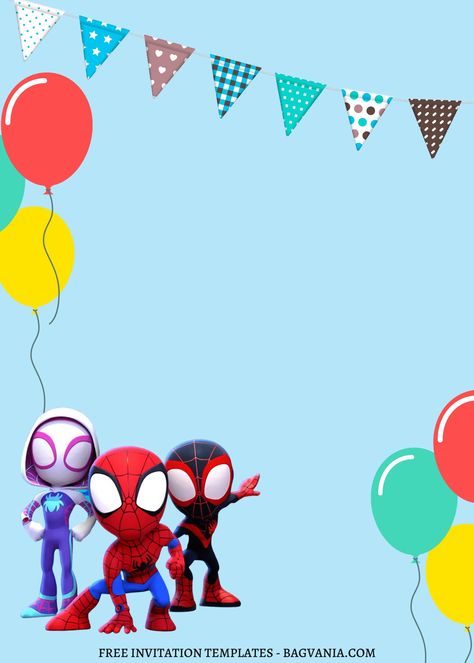 Awesome 9+ Marvel Spidey & Friends Canva Birthday Invitation Templates #free #freeinvitation2019 #birthday #disney #invitations #invitationtemplates Marvel Spidey And His Amazing Friends Birthday Invitation, Spider Man Invitations Birthdays, Spidey Birthday Invitations Free, Spidey And His Amazing Friends Birthday Invitation Free, Spidey Party Invitation, Superhero Invitations Free Template, Spidey And His Amazing Friends Birthday Invitation Template, Spidey And His Amazing Friends Invite, Ghost Spider Birthday Party Invitation