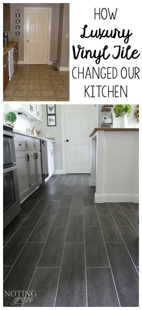 It took only 3 days and $400 to completely transform our kitchen with DIY Flooring - groutable Luxury Vinyl Tile. Diy Kitchen Flooring, Diy Wood Wall Decor, Inexpensive Flooring, Cocina Diy, Diy Wood Wall, Diy Kitchen Backsplash, Peel And Stick Floor, Plywood Flooring, Carpet Decor