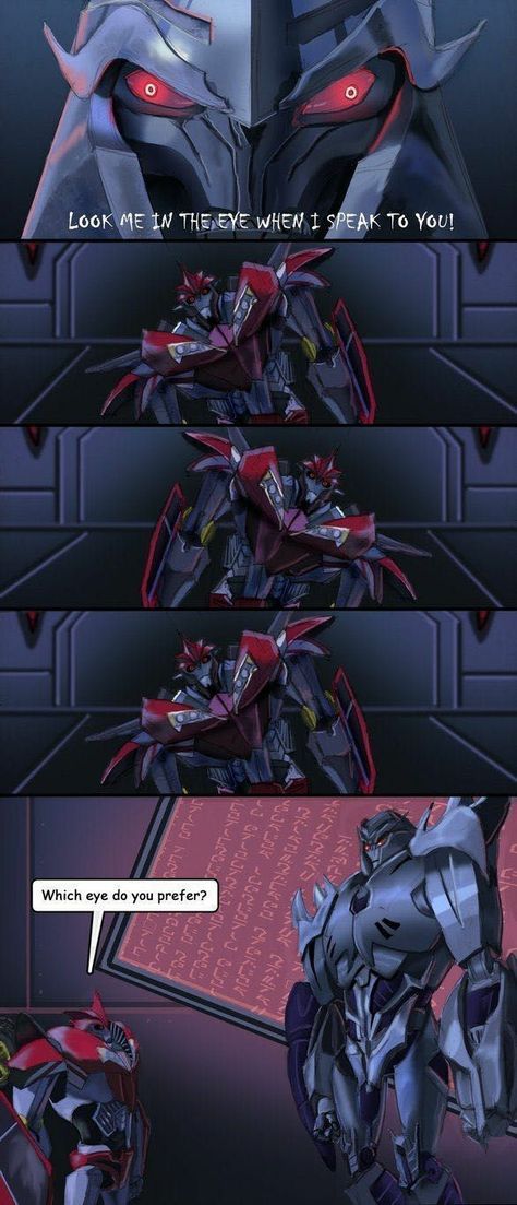 Humour, Megastar Transformers, Megatron X Soundwave, Megatron Comic, Megatron Tfp, Tfp Megatron, Transformers Prime Funny, Transformers Knockout, Arcee Transformers