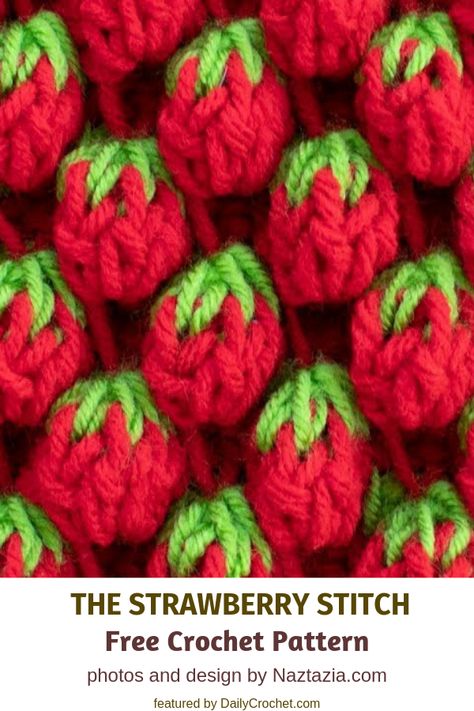 Couture, Strawberry Stitch, Strawberry Crochet, Ripple Stitch, Tunisian Crochet Hook, Crochet Strawberry, Crochet Ripple, New Crochet, Crochet Goodies