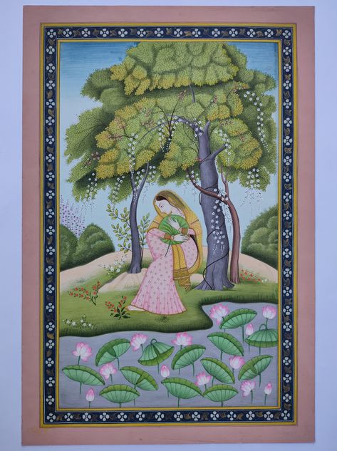 Kangra Painting, Pahari Painting, Rajasthani Miniature Paintings, Krishna And Radha, Mughal Miniature Paintings, Rajasthani Painting, Painting Traditional, Indian Miniature, India Painting