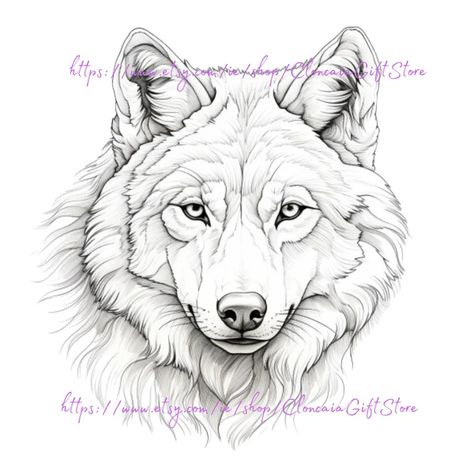 Wolf - Etsy Ireland Wolf Template, Wolf Face Drawing, Wolf Head Design, Watercolor Wolf, Wolf Print, Face Cute, Wolf Face, Wolf Drawing, Bear Face