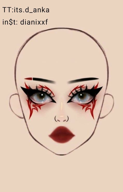 Makeup Looks Drawing, Holloween Makeup, Makeup Charts, Scene Makeup, Anime Eye Makeup, Makeup Drawing, Doll Eye Makeup, Makeup Face Charts, Face Paint Makeup