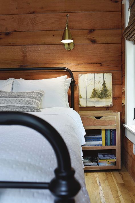 the lake cottage - Blessings and Raindrops Lake Cottage Bedroom, Lake Cabin Interiors, Small Lake Cabins, Lake House Bedroom, Edge Of A Cliff, Fall Afternoon, Lake House Interior, Cabin Bedroom, Lakeside Cottage