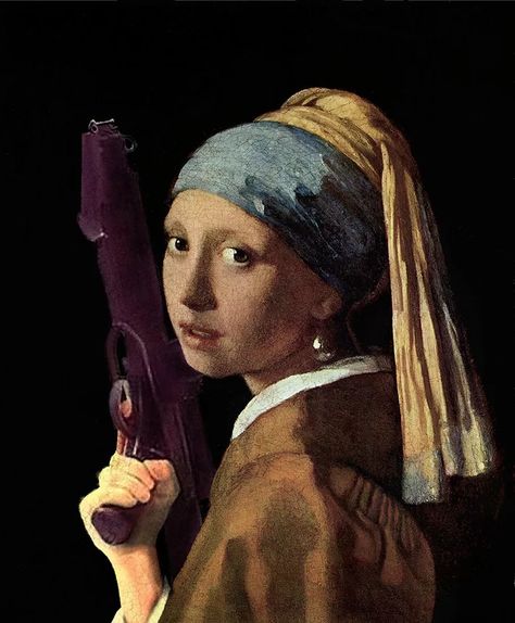 NRA “Girl with a Pearl Earring” Common Memes, Girl With Pearl Earring, Classical Paintings, Classical Art Memes, Famous Paintings, 2 Girl, Pearl Earring, Classical Art, Art Memes